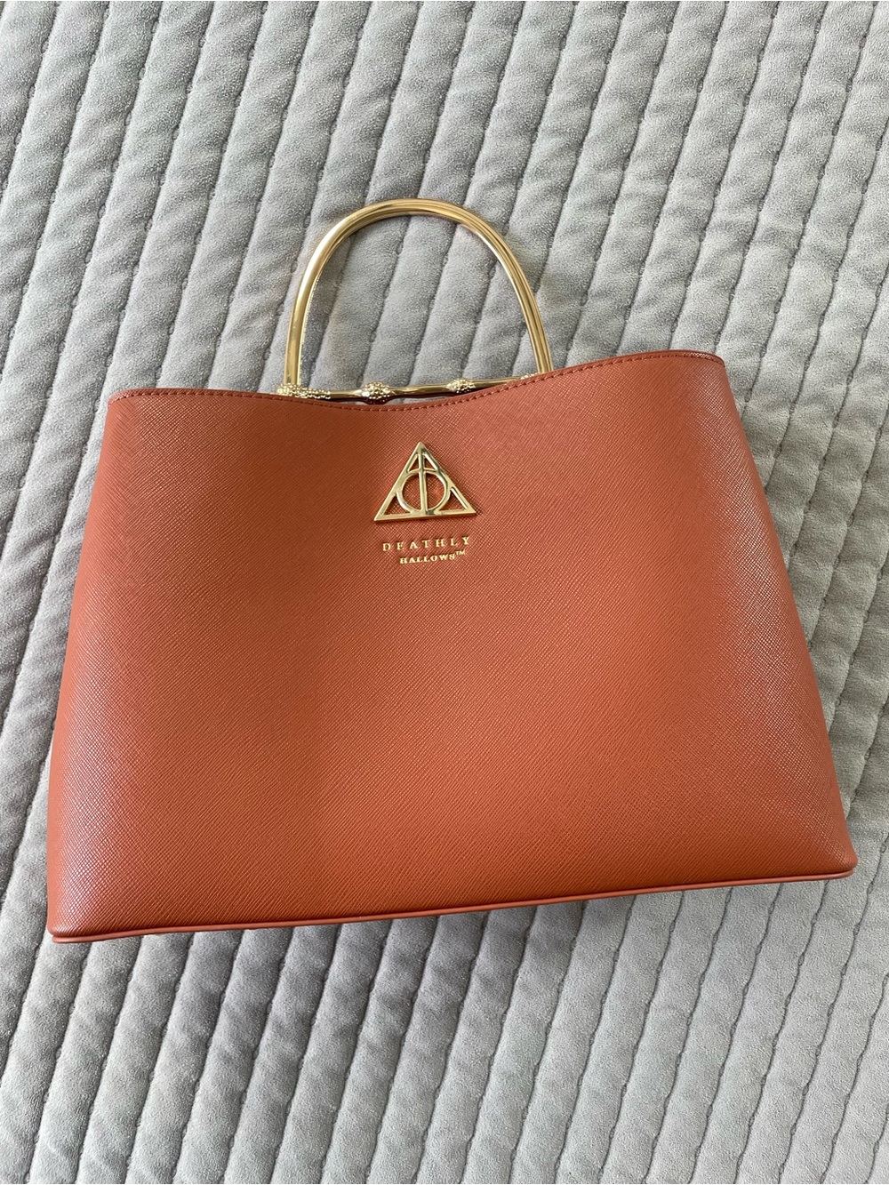Loungefly Rust Brown Tote with Gold Handle